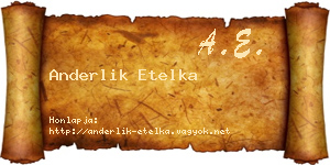Anderlik Etelka névjegykártya